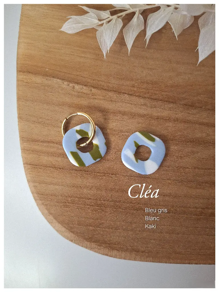 Cléa - Bleu gris Blanc Kaki 