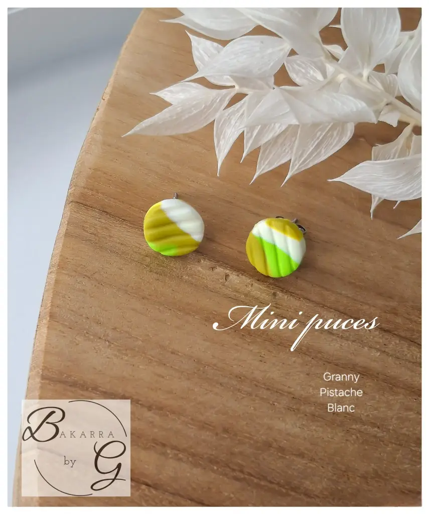 Les minis puces texturées  granny pistache blanc