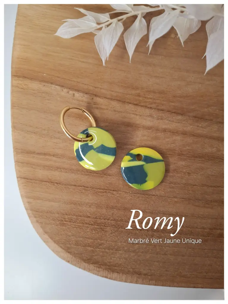 Romy - marbré jaune vert unique