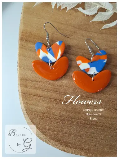 Flowers - orange unique bleu jean’s  