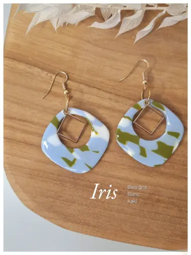 IRIS- Bleu gris Blanc Kaki 