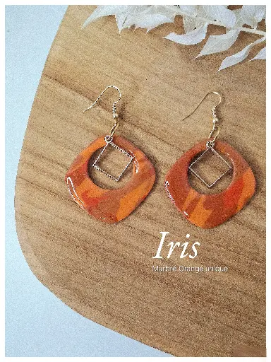 IRIS- marbré Orangé unique 