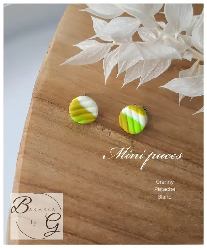 Les minis puces texturées  granny pistache blanc