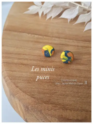 Les minis puces texturées  Jaune Bleu Marron unique II