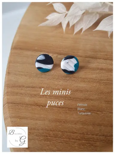 Les minis puces texturées  Pétrole Blanc Turquoise