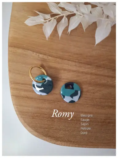 Romy - Bleu gris Sauge Sapin Doré