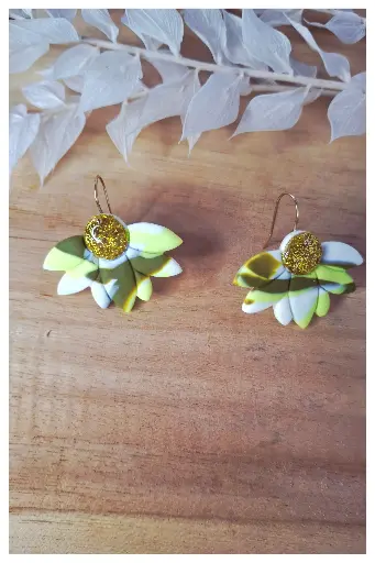 Camélia - Kaki citron vert Blanc 